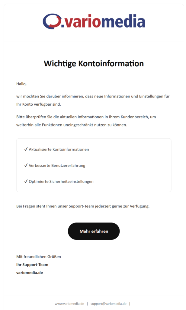 Screenshot einer Phishing-E-Mail